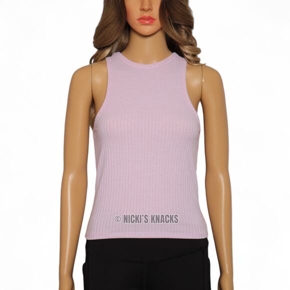 Livi by Olivia Rae Lilac Purple Ribbed Tank Top High Neck Racerback Size S - Picture 2 of 9
